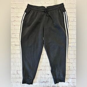 Adidas Classic 3-Stripe Tapered Jogger Sweatpants- Black Fleece Women’s XL